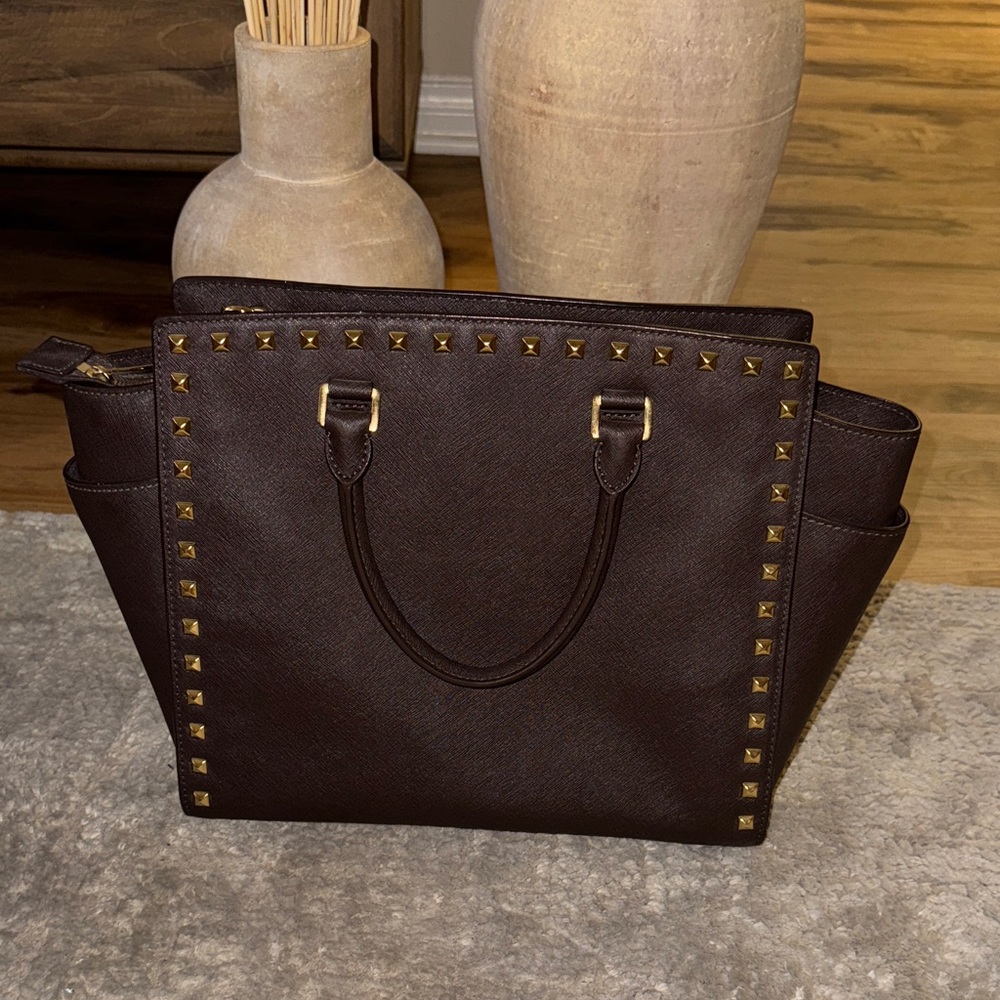 Michael Kors Brown Satchel with Gold Accents - Picture 4 of 5
